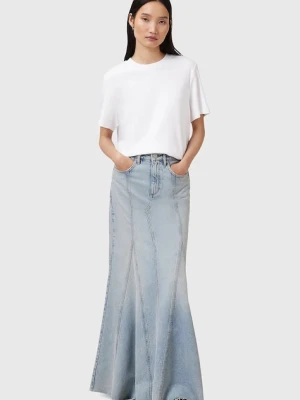 AllSaints spódnica jeansowa ALMA kolor niebieski maxi rozkloszowana W068RC