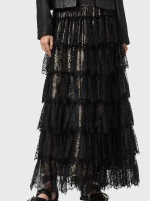 AllSaints spódnica kolor czarny maxi rozkloszowana W069RD