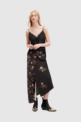 AllSaints spódnica LUISA kolor czarny midi rozkloszowana
