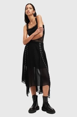 AllSaints spódnica LUNA kolor czarny midi rozkloszowana W013RB