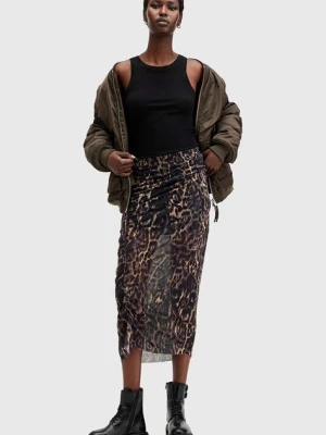 AllSaints spódnica NORA kolor brązowy midi ołówkowa W057RB