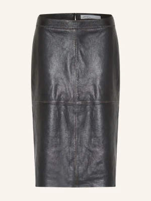 Allsaints Spódnica Skórzana Olivia braun CIEMNOBRĄZOWY