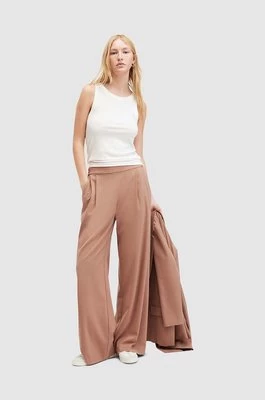 AllSaints spodnie ALEIDA damskie kolor brązowy szerokie high waist