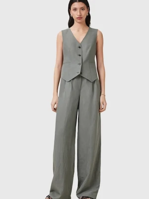 AllSaints spodnie AVERIE damskie kolor szary szerokie medium waist W045QC