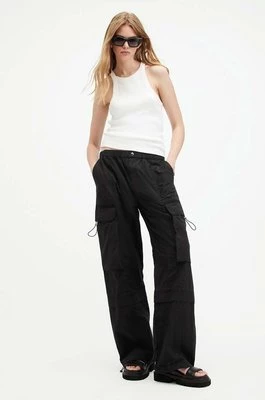 AllSaints spodnie bawełniane BARBARA TROUSER kolor czarny fason cargo high waist W021TA