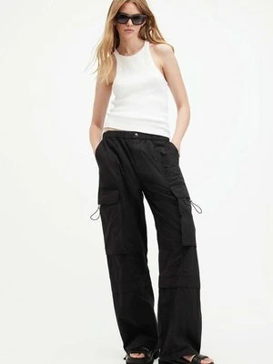 AllSaints spodnie bawełniane BARBARA TROUSER kolor czarny fason cargo high waist W021TA