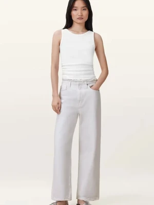 AllSaints spodnie bawełniane BLAKE damskie kolor biały szerokie medium waist W091EC