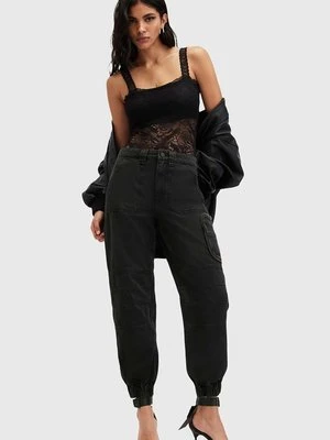 AllSaints spodnie bawełniane FLORENCE JOGGER kolor czarny fason cargo medium waist W017TB