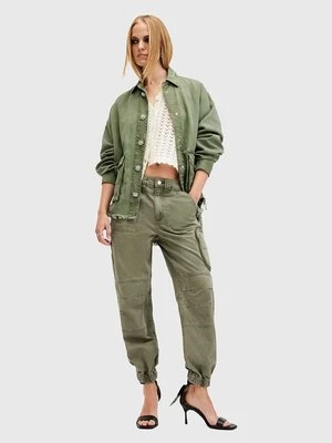 AllSaints spodnie bawełniane FLORENCE JOGGER kolor zielony fason cargo medium waist W017TB