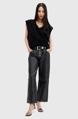 AllSaints spodnie bawełniane TAY CARPENTER kolor czarny szerokie medium waist W022EB