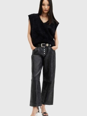AllSaints spodnie bawełniane TAY CARPENTER kolor czarny szerokie medium waist W022EB