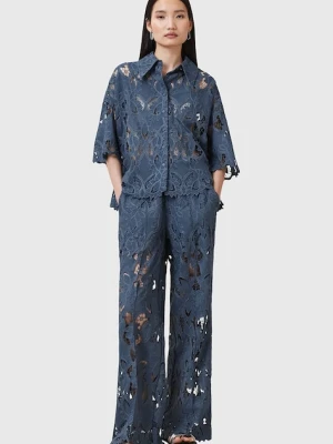 AllSaints spodnie CHARLI damskie kolor niebieski proste high waist W080TC