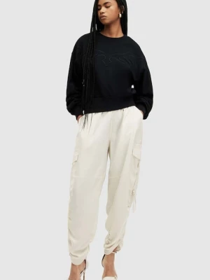 AllSaints spodnie damskie kolor biały szerokie high waist
