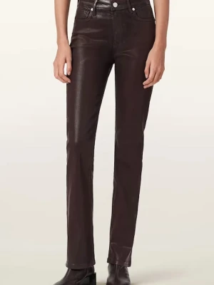 AllSaints spodnie damskie kolor bordowy szerokie high waist W093ED