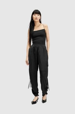 AllSaints spodnie damskie kolor czarny szerokie high waist