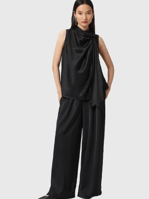 AllSaints spodnie LEANNE damskie kolor czarny szerokie medium waist W015TD