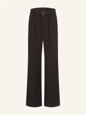 Allsaints Spodnie Marko O Regularnym Kroju Z Lnu schwarz CZARNY