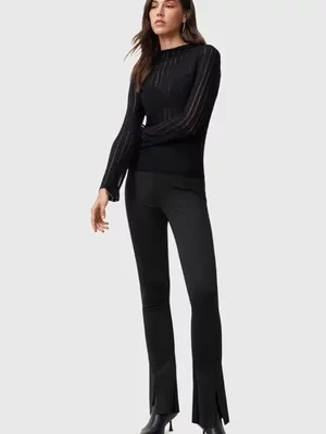 AllSaints spodnie RYLA damskie kolor czarny dzwony high waist W025TC