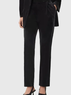 AllSaints spodnie welurowe damskie kolor czarny dopasowane high waist W065QD