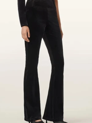 AllSaints spodnie welurowe damskie kolor czarny high waist W060TD