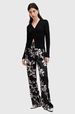 AllSaints spodnie z domieszką jedwabiu CHARLI TROUSER kolor czarny szerokie high waist W006TB