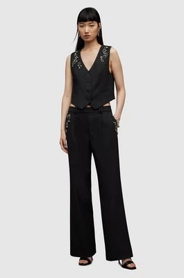 AllSaints spodnie z domieszką wełny Atlas kolor czarny szerokie medium waist