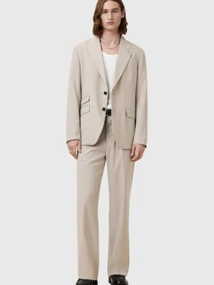 AllSaints spodnie z domieszką wełny GALLOW męskie kolor beżowy proste M022QC