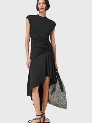 AllSaints sukienka ANNALIE kolor czarny midi rozkloszowana W159DC