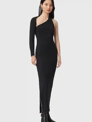 AllSaints sukienka ARI kolor czarny maxi dopasowana W074DD