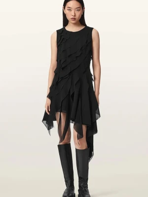 AllSaints sukienka asymetryczna ANGIE DRESS czarny