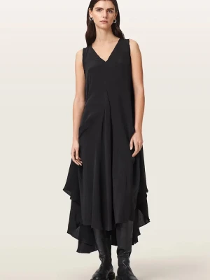 AllSaints sukienka asymetryczna z wiskozy SYBIL czarny