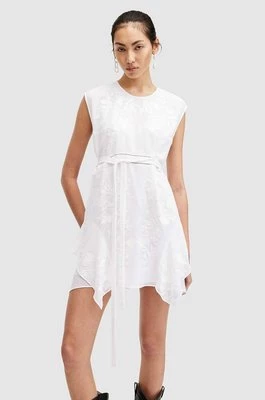 AllSaints sukienka AUDRINA EMB DRESS kolor biały mini rozkloszowana W179DA