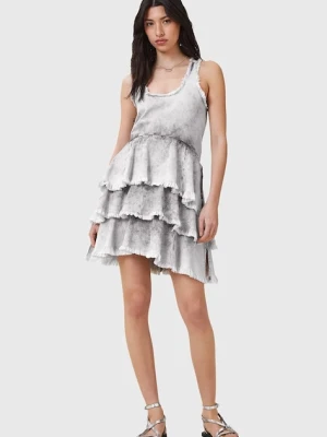 AllSaints sukienka bawełniana CAVARLY kolor szary mini rozkloszowana W275DC