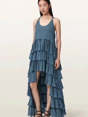 AllSaints sukienka bawełniana CAVARLY niebieski