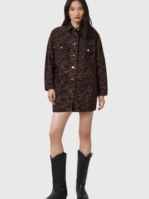 AllSaints sukienka bawełniana FAYE kolor brązowy mini prosta W007DD