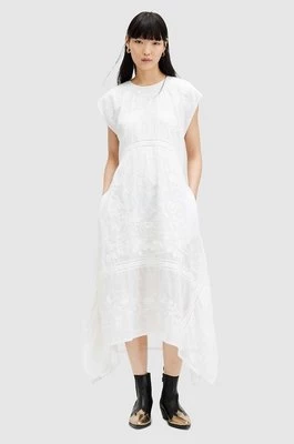 AllSaints sukienka bawełniana GIANNA EMB DRESS kolor biały maxi rozkloszowana WD588Z