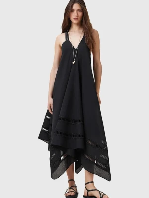 AllSaints sukienka bawełniana LIL kolor czarny midi rozkloszowana W247DC