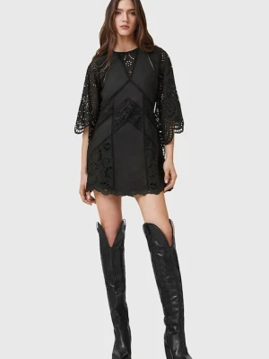 AllSaints sukienka bawełniana LUCI kolor czarny mini prosta W138DC