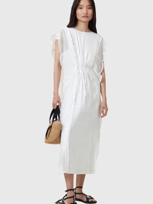 AllSaints sukienka bawełniana OLA kolor biały midi prosta W197DC