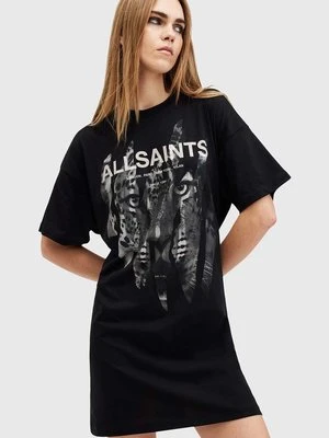 AllSaints sukienka bawełniana RIPROAR kolor czarny mini prosta W234DB