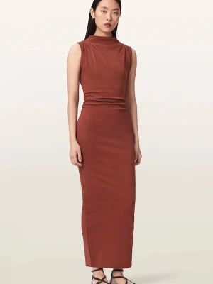 AllSaints sukienka bodycon bawełniana z elastanem KATARINA czerwony