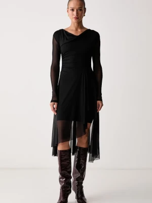 AllSaints sukienka bodycon bawełniana z elastanem LORIA czarny