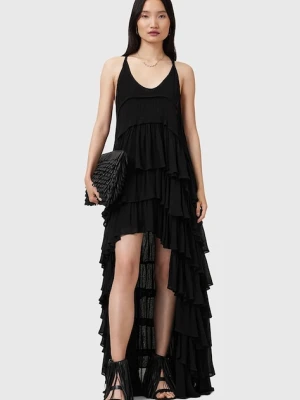 AllSaints sukienka CAVARLY kolor czarny maxi rozkloszowana W206DC