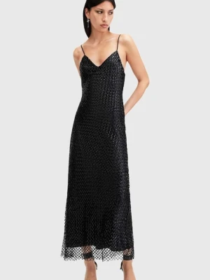 AllSaints sukienka CHANTELLE kolor czarny maxi rozkloszowana W062DB