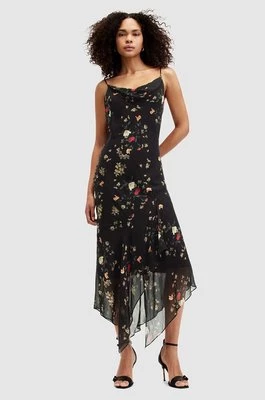 AllSaints sukienka CHARLOTTE KORA kolor czarny midi rozkloszowana W035DA
