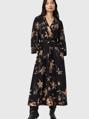 AllSaints sukienka DIANA kolor czarny maxi rozkloszowana W020DD