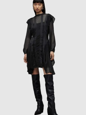 AllSaints sukienka Fleur kolor czarny mini rozkloszowana