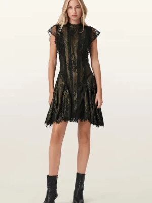 AllSaints sukienka FLEUR kolor czarny mini rozkloszowana W132DD