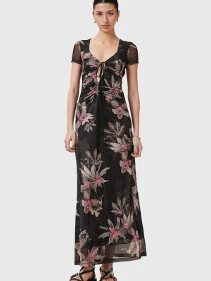 AllSaints sukienka GABBY kolor czarny midi rozkloszowana W237DC