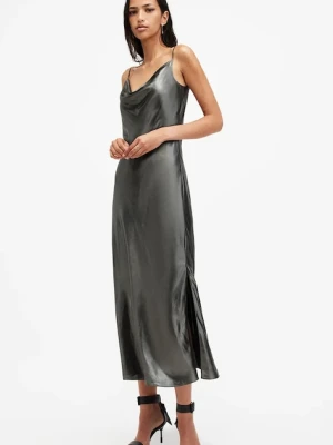 AllSaints sukienka HADLEY kolor szary midi prosta W255DB